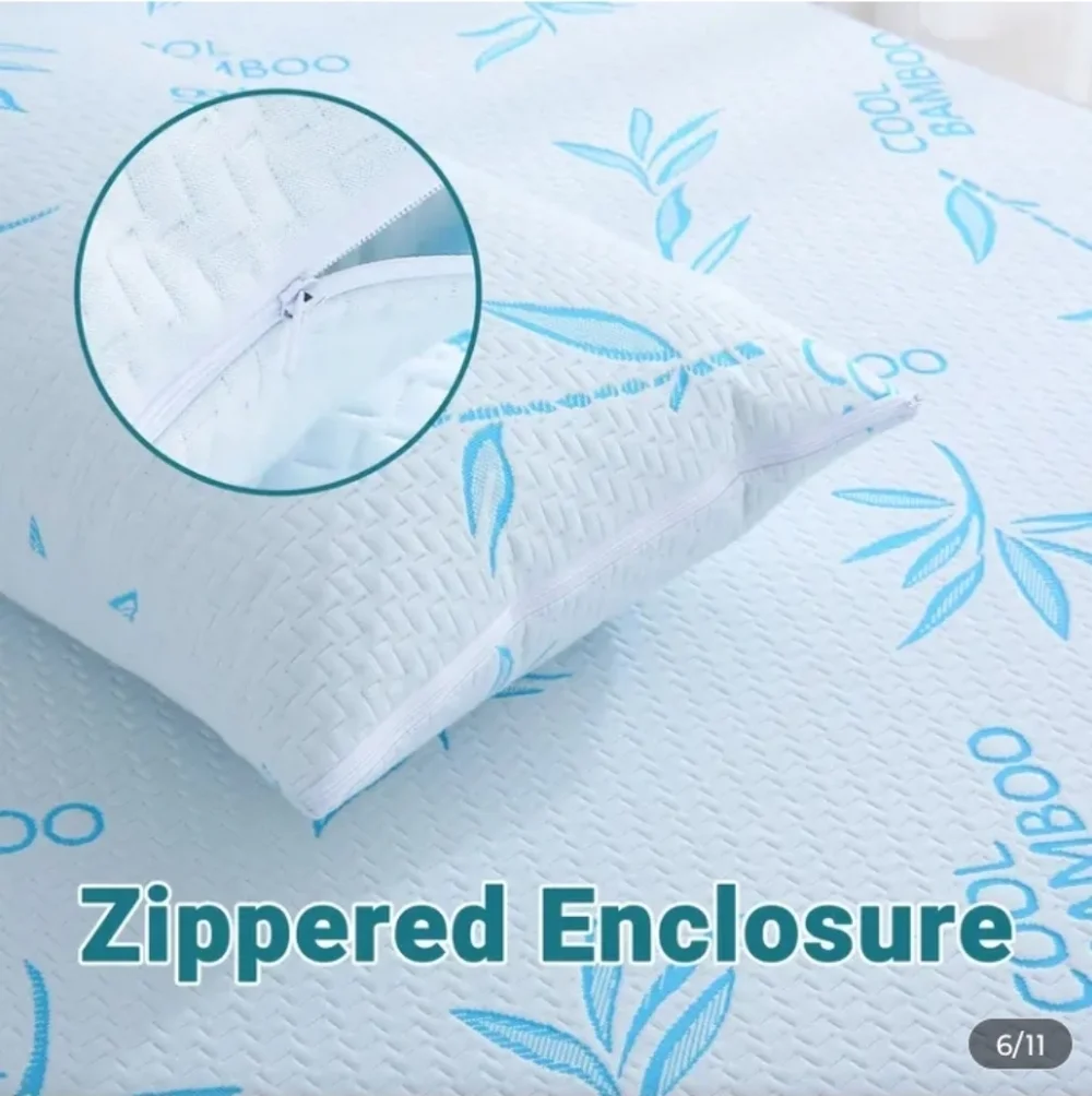 Queen Bamboo Cool White and Blue Pillowcase